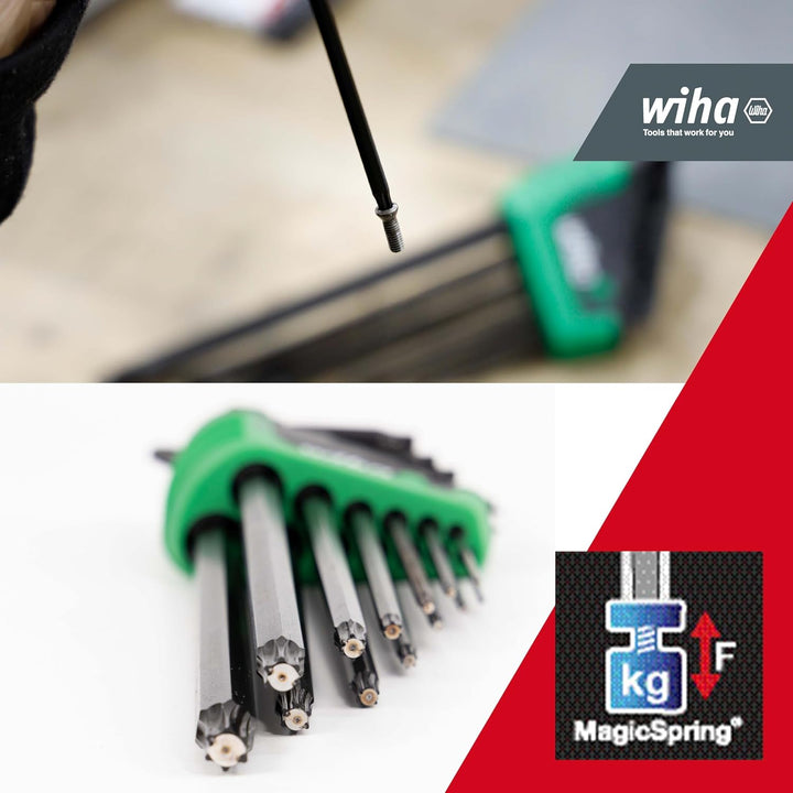 Wiha Stiftschlüssel Set 13-tlg. im ErgoStar Halter TORX I MagicSpring I T5-T45 I schwarzoxidiert I W