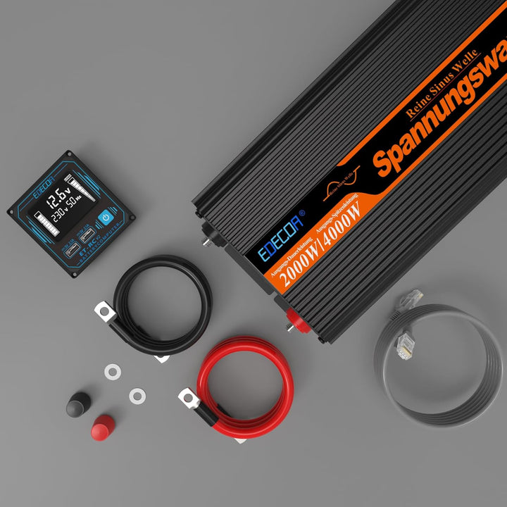EDECOA 2000w Wechselrichter 12v 230v Spannungswandler Reiner Sinus mit Fernbedienung 2X USB und Bild