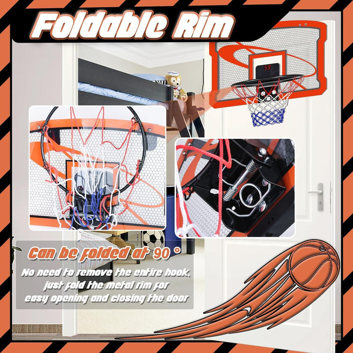 TEUVO Basketballkorb für Kinder und Erwachsene, Strong Indoor Mini Basketballkorb für Tür mit Pumpe,