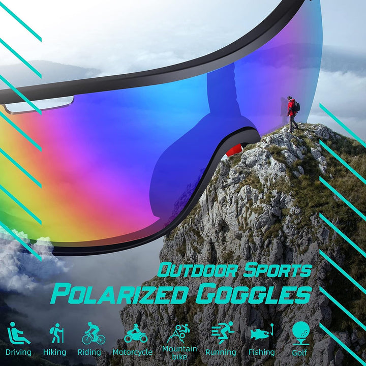 SAWUTPV Fahrradbrille Winddicht Herren Damen TR90 Rahmen Polarisiert Radfahren Ganzer Rahmen MTB Spo