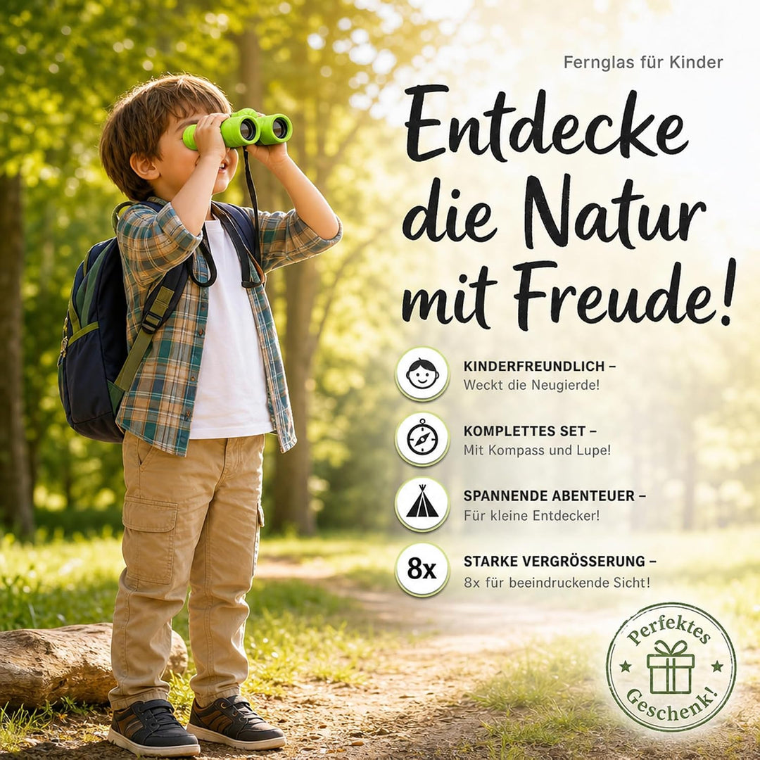 Fernglas für Kinder - Optimales Ostergeschenk - Starke Vergrösserung 8X21 – Umfangreiches Set inklus