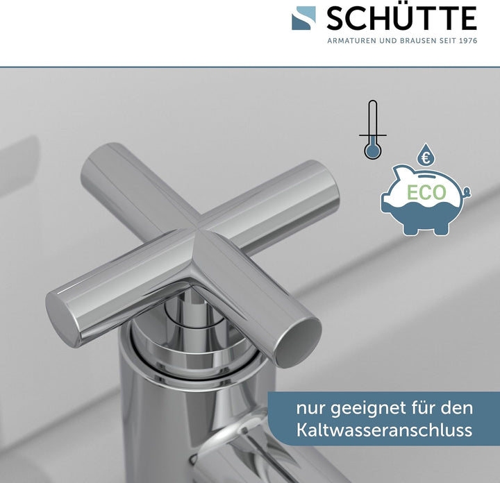SCHÜTTE Kaltwasserhahn MATAO, Armatur, Wasserhahn Bad nur für Kaltwasser, Standventil mit schickem K