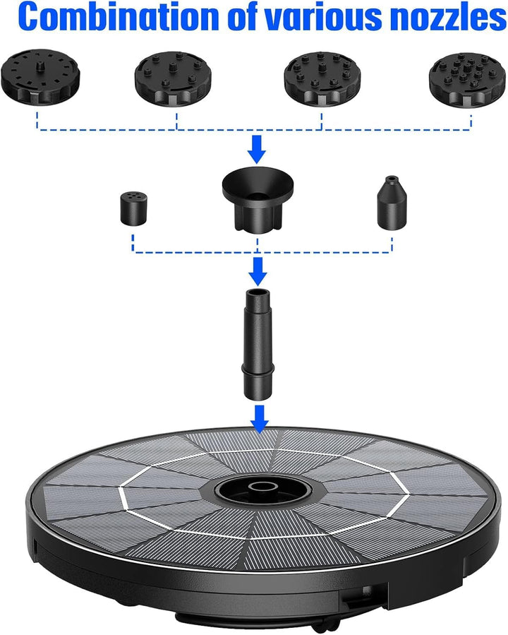 AISITIN Solar Springbrunnen für Aussen mit 2.8W Abnehmbares Solarpanel,2 IN 1 DIY Solarbrunnen für D