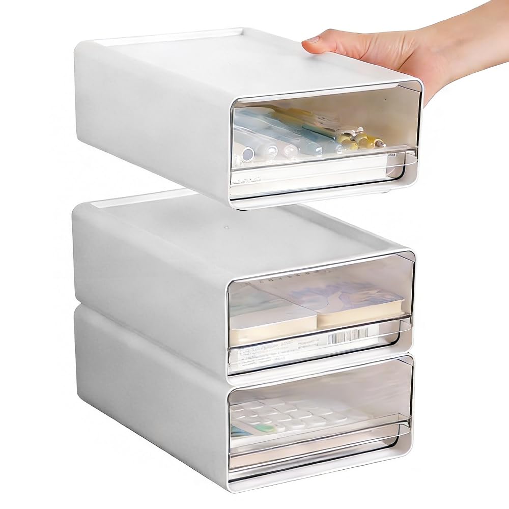 3 Stück Schubladen Organizer Box Schubladenbox Stapelbar Schubladenboxen Organizer Schublade Schreib