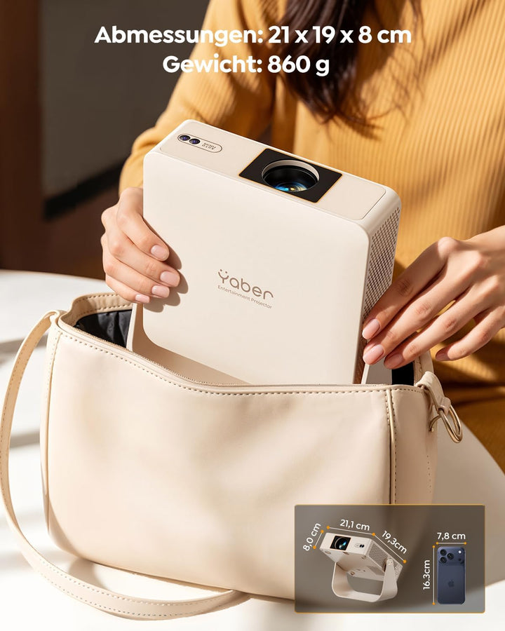 Yaber PROJECTOR Mini Smart Beamer, L1 Pro Native 1080P Tragbarer Projektor Beige, Beige