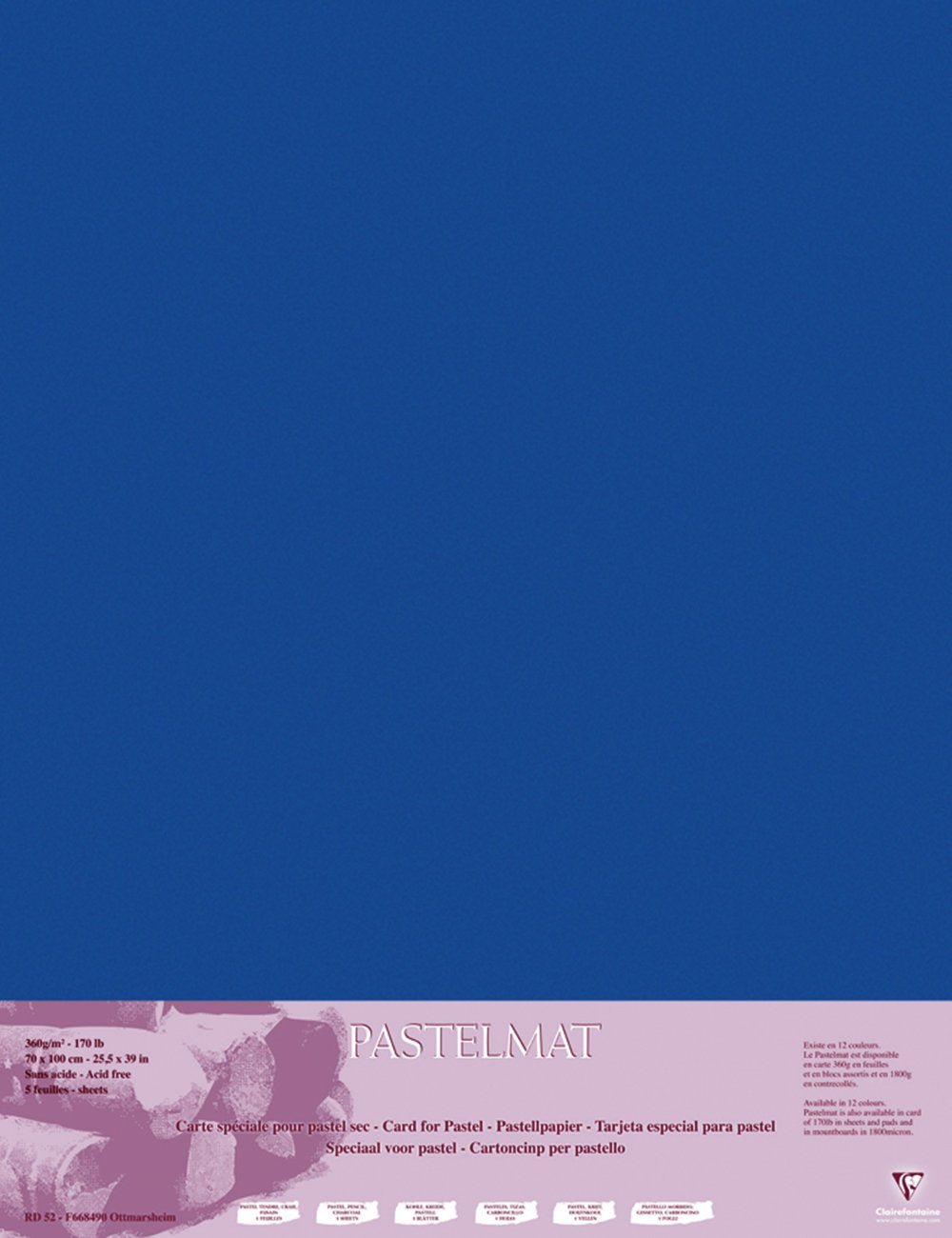 Clairefontaine 96161C Packung (mit 5 Zeichenbögen Pastelmat, 70 x 100 cm, 360 g, ideal für Trockente