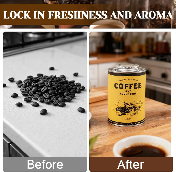 Kaffeedose Luftdicht 620 ml Aufbewahrung-Metalldose Vorratsbehälter für Lebensmittel, Runde Kaffeepa