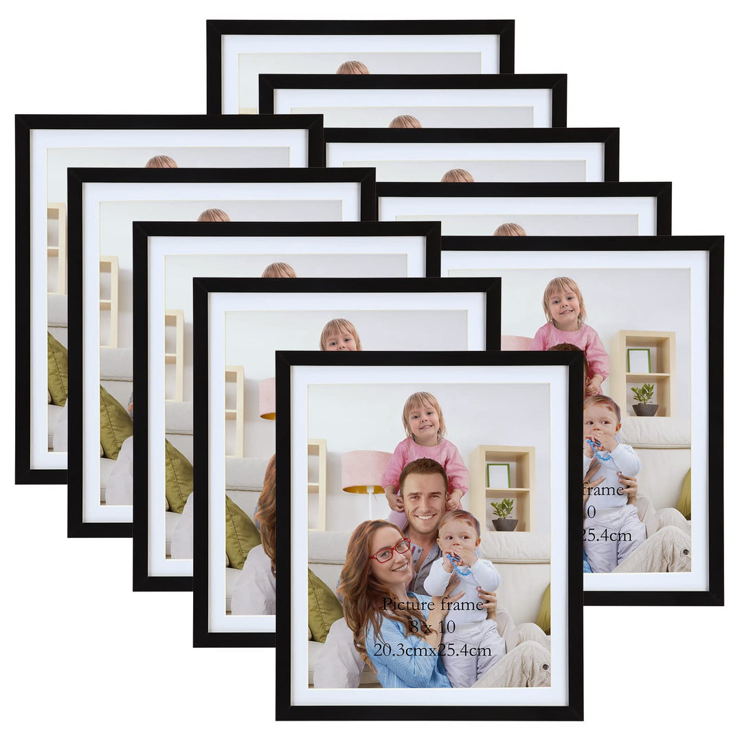 Giftgarden 10 Stück Bilderrahmen 20x25 cm mit Passepartout, Schwarz Fotorahmen Collage Set für 23x28