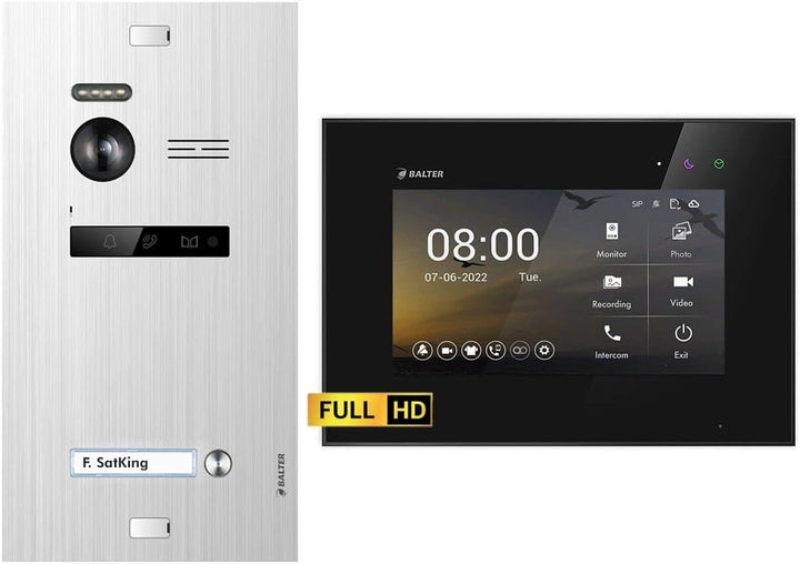 Nonic Balter EVO HD Silber/Schwarz Video Türsprechanlage Set für 1 Familienhaus (1x Türstation mit F