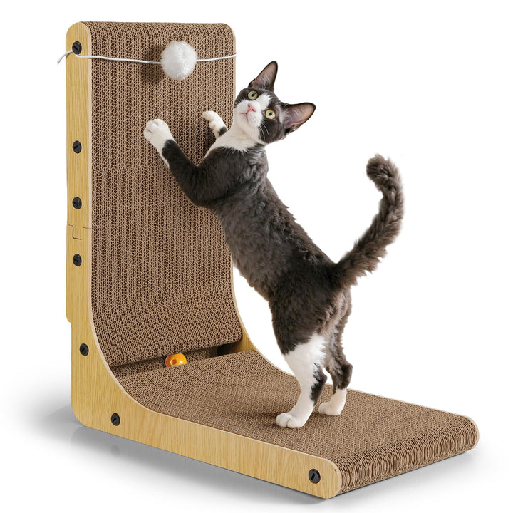 Gimars Hohe 47cm L förmige Kratzbrett Katze mit Ball, Vertikaler kratzpappe für Katzen, Langlebiges