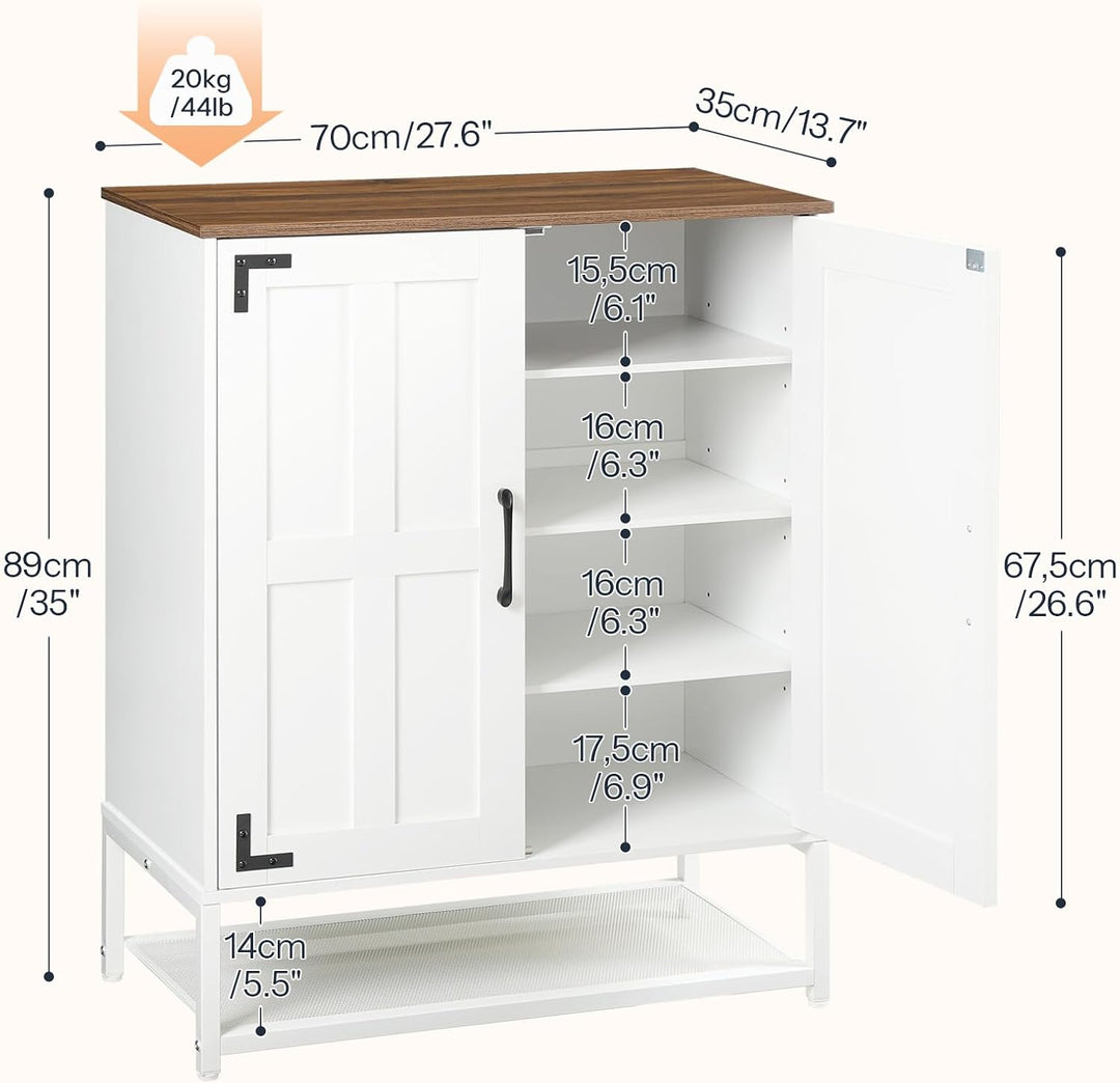 HOOBRO Schuhschrank, 6-stöckiges Schuhregal, Landhausstil, mit verstellbaren Ablagen, freistehend, S