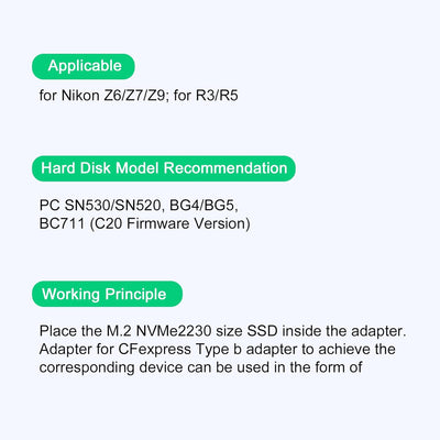 Sxhlseller Für CFexpress Typ B Karte zu NVME M.2 2230 SSD Adapter Für Z6 Z7 Z9 Für R3 R5, DIY Alumin