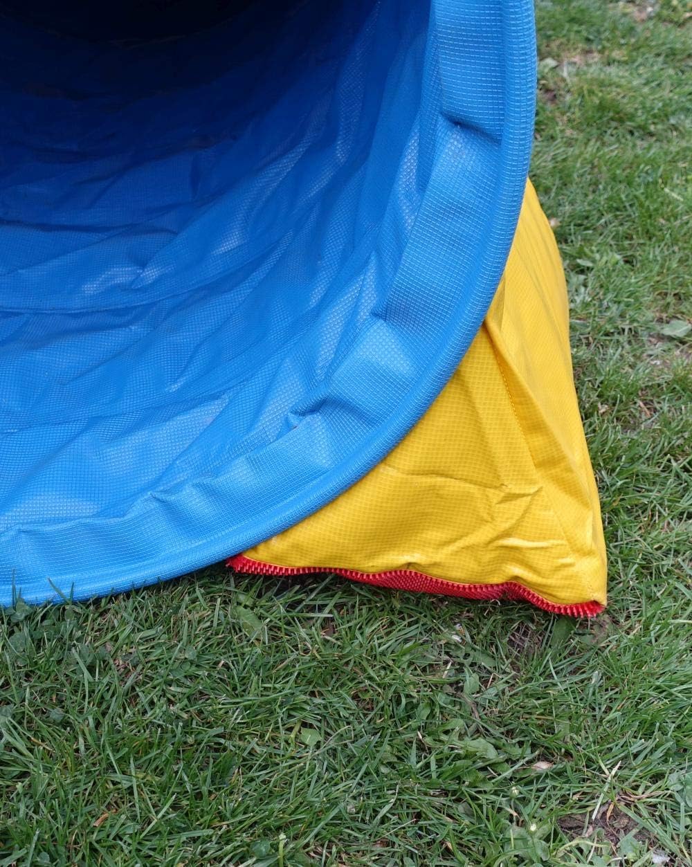 Callieway Premium Dog Agility Tunnel Sandsack - (2er Pack) gelb-blau mit Gumminoppen Stoppermatte fü