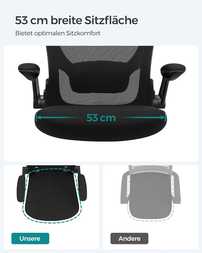 SONGMICS Bürostuhl ergonomisch, Schreibtischstuhl klappbare armlehne, 360° Drehstuhl, verstellbare L