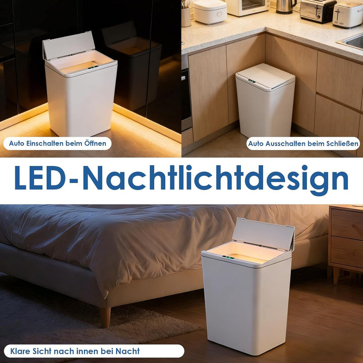13L Mülleimer mit Sensor, Automatik Touchless Mülleimer mitInfrarotsensor und Vibrationssensor, mit