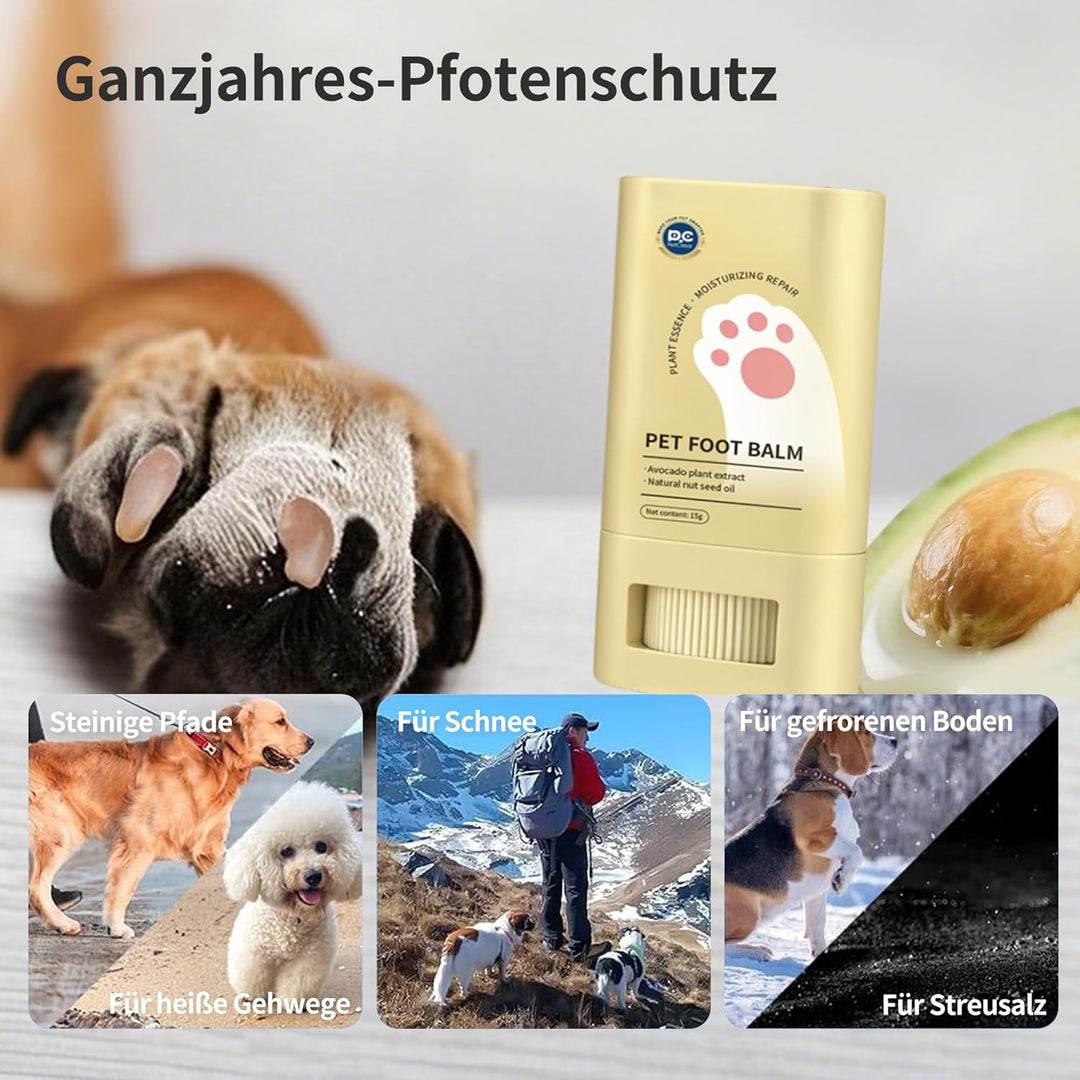 Pfotenbalsam Stick für Hund und Katze, gegen trockene rissige Pfoten, ideal als Pfotenschutz für Som