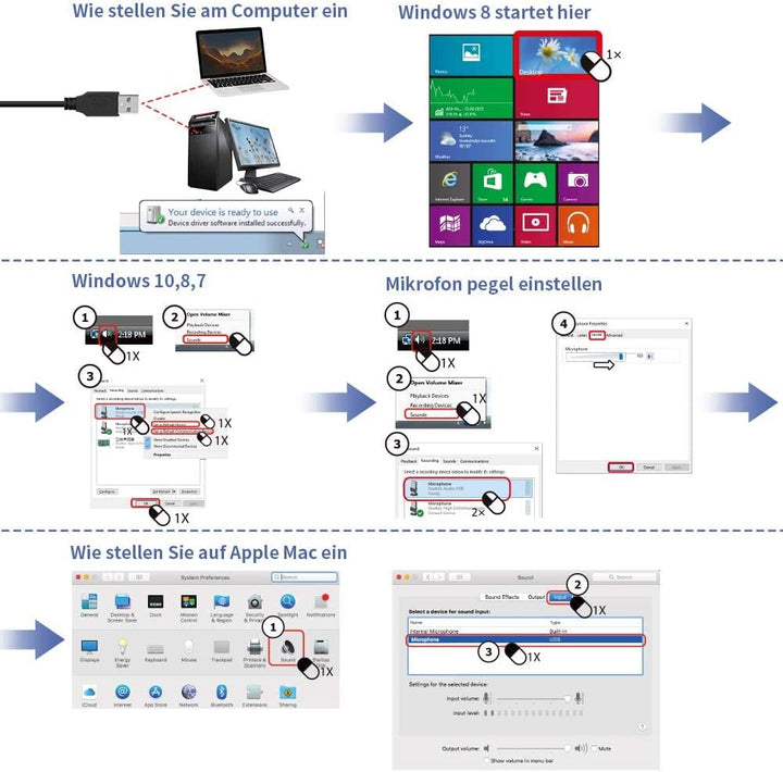 SUDOTACK USB Gaming Mikrofon, Professionelles Mikrofon PC Kondensator mit Arm, Popfilter, Mikrofonsp
