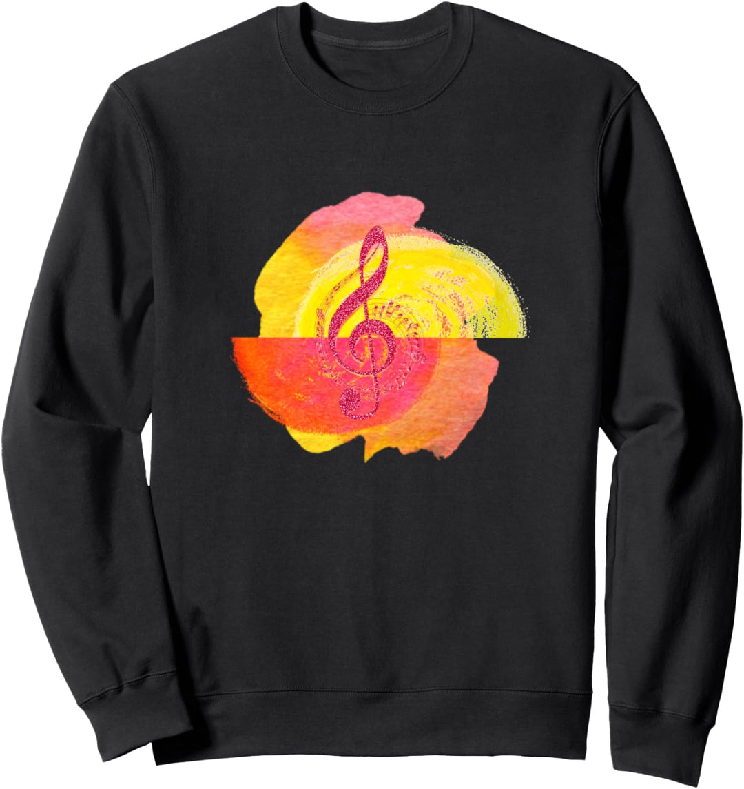 Notenschlüssel Violinschlüssel Gelb Pink Musik Kunst Design Sweatshirt