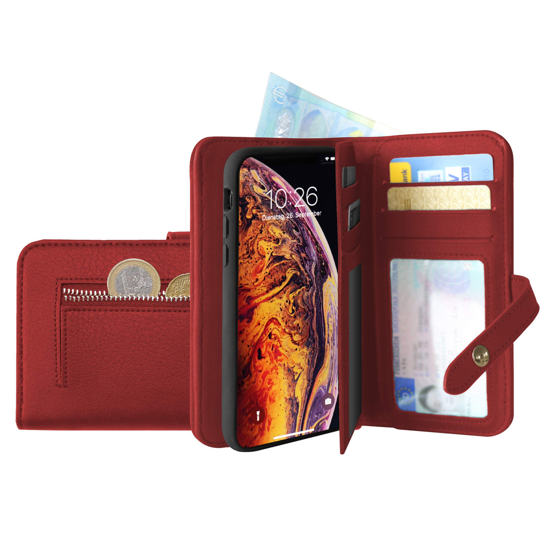KMP GreenNu Prime Wallet passend für iPhone XS Max - Cherry red - Portemonnaie mit Handschlaufe und