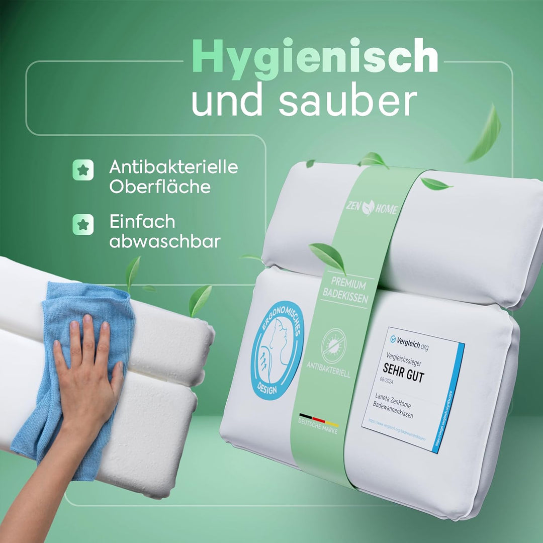 Laneta Badewannenkissen - Ergonomisches Badekissen mit 4D-Spezialschaumfüllung [Designed in Germany]