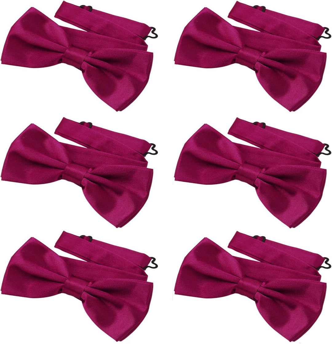DonDon 6er Set Herren Fliege 12 x 6 cm gebunden und längenverstellbar Beere, Beere