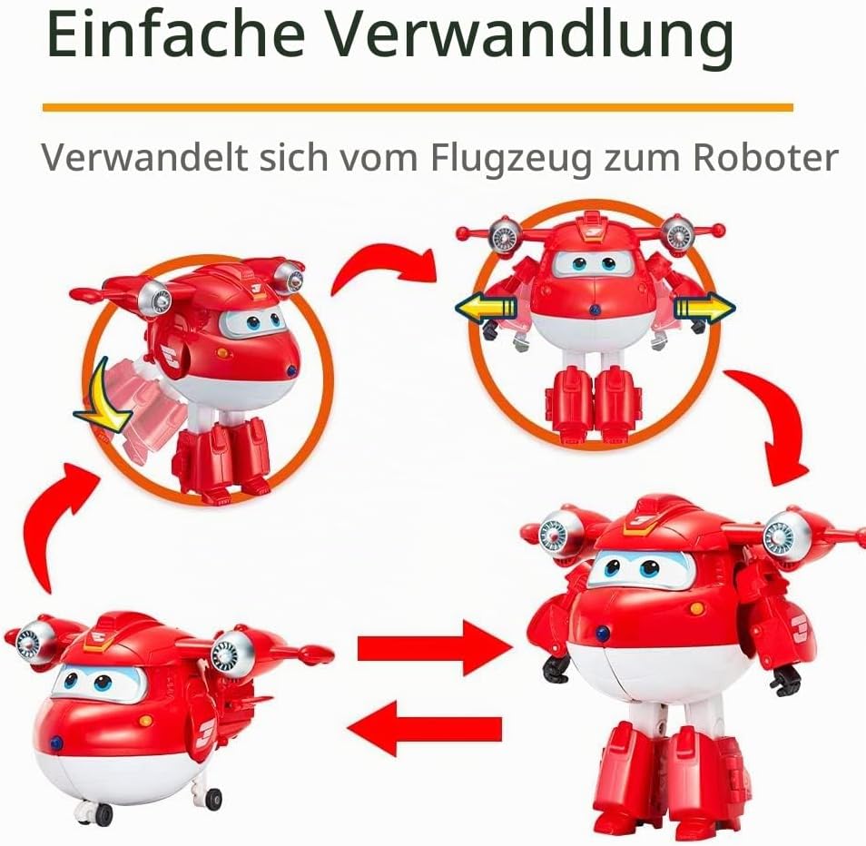 Super Wings Transforming Flugzeug Supercharged und Super Pet Jett, Spielzeug für Kinder ab 3 Jahren,