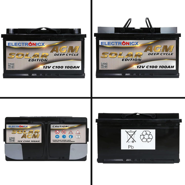 AGM Solarbatterie 12V 100Ah – Wartungsfreier Akku für Wohnwagen, Wohnmobil, Mover, Boot & Off-Grid S