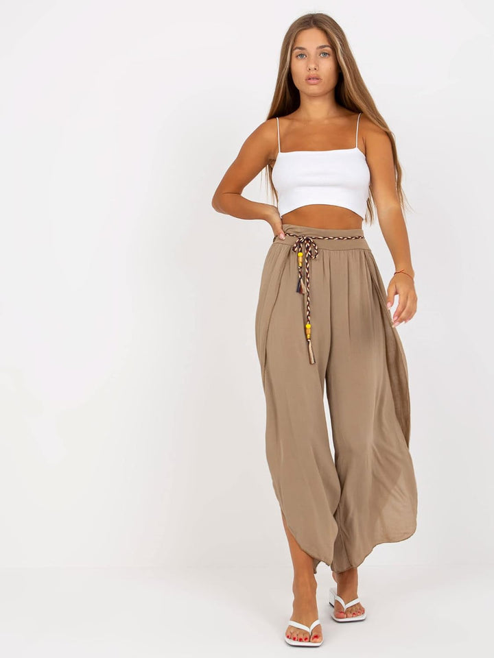 Och Bella Weite Lockere Damenhose mit Geschlitztem Bein Damenhose mit Schlitzen Wickelbeinen, Luftig