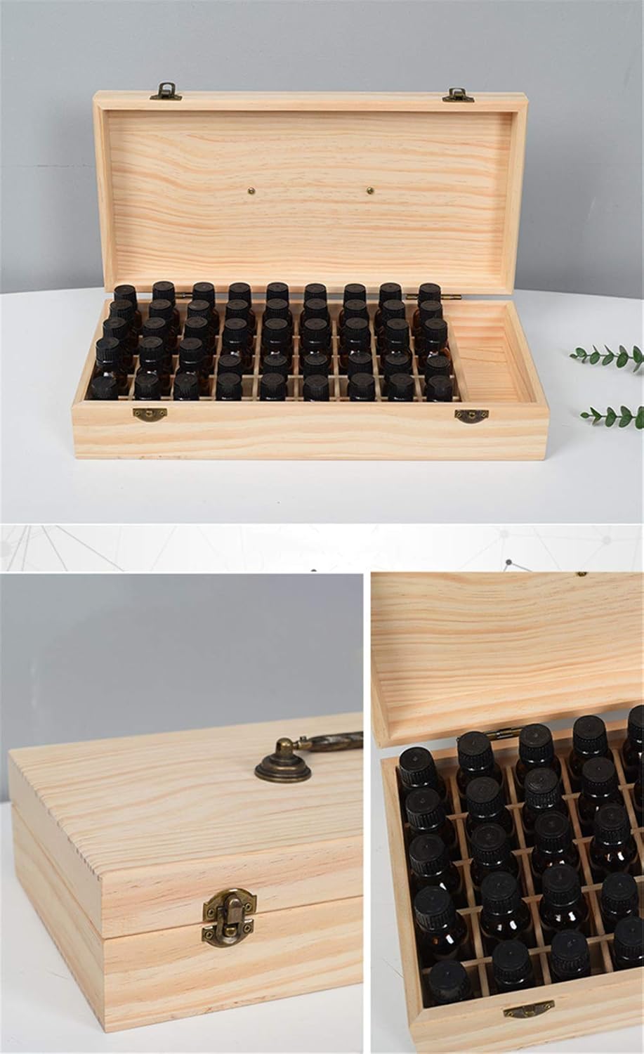 RoseFlower Bambus Ätherisches Öl Organisator Behälter Duftöle Display Ständer, 46 Löcher Aufbewahrun
