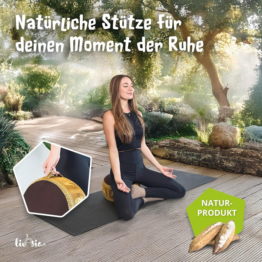 Livasia Meditationskissen Thaiseide, Yogakissen klein mit Kapok, Pouf, Bodenkissen Yoga Zen Meditati