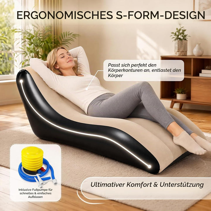 RANJIMA Aufblasbares Sofa, Aufblasbare Liege, Aufblasbar Liegestuhl mit Luftpumpe, Wasserdichtes Auf