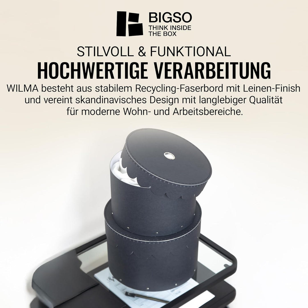 BIGSO WILMA 2er-Set runde Aufbewahrungsbox mit Deckel – Ordnungsbox mit Deckel für Kleidung, Spielze