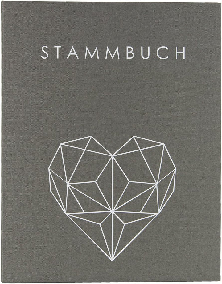 Hochzeitideal - Stammbuch der Familie Geometric Grau DIN A4 - Buchbinderleinen Stammbuch Hochzeit -