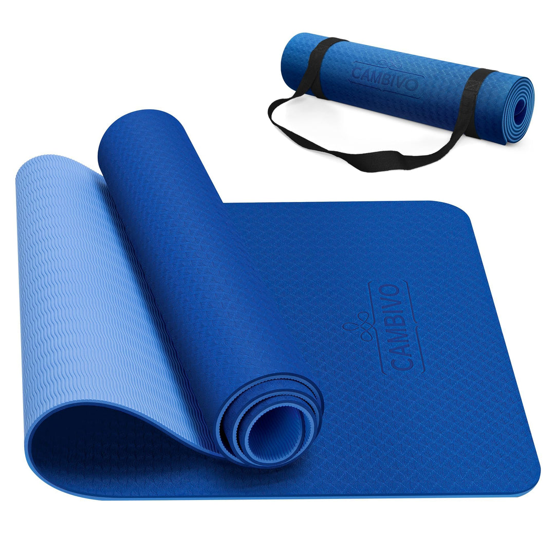 CAMBIVO Yoga Matte 183cm x 61cm, 8mm Dicke Pilates Matte Gymnastikmatte Rutschfest & Gepolstert,Yoga