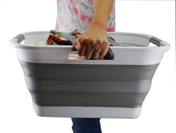 SAMMART 30L Faltbarer Wäschekorb aus Kunststoff – Faltbarer Pop-Up-Aufbewahrungsbehälter/Organizer –