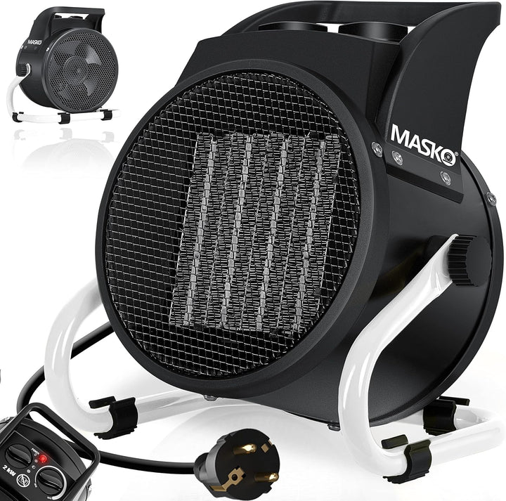MASKO® Elektroheizer Heizlüfter Bauheizer Keramik Heizstrahler elektrisch Heizgerät mit Thermostat E