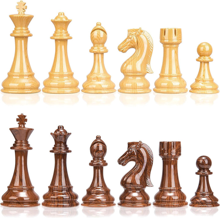 AMEROUS Schachfiguren mit hohem Polymer-Gewicht, mit 10,6 cm grossem King – 2 extra Queens – Geschen