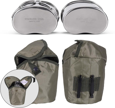 Goetland Edelstahl US Feldflasche Wasserflasche Trinkflasche 1,2L mit 0,6 L Becher Stofftasche für C