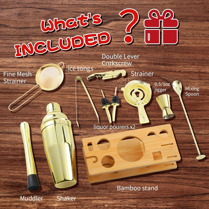 OBALY Barkeeper Kit 11-teilig Cocktail Shaker-Muddler für Cocktails 25oz Boston Shaker-Bar-Zubehör m