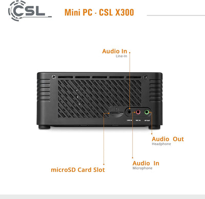 Mini PC CSL X300 Windows 11 Pro, AMD Ryzen 5 5600G 6x3900 MHz, 1000 GB M.2 SSD, 16 GB DDR4-RAM, Rade