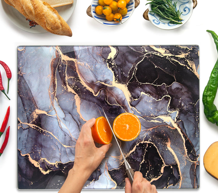 Glasschneidebrett 50×40cm – Hygienisches Schneidebrett aus gehärtetem Glas – Hitzebeständig, Kratzfe