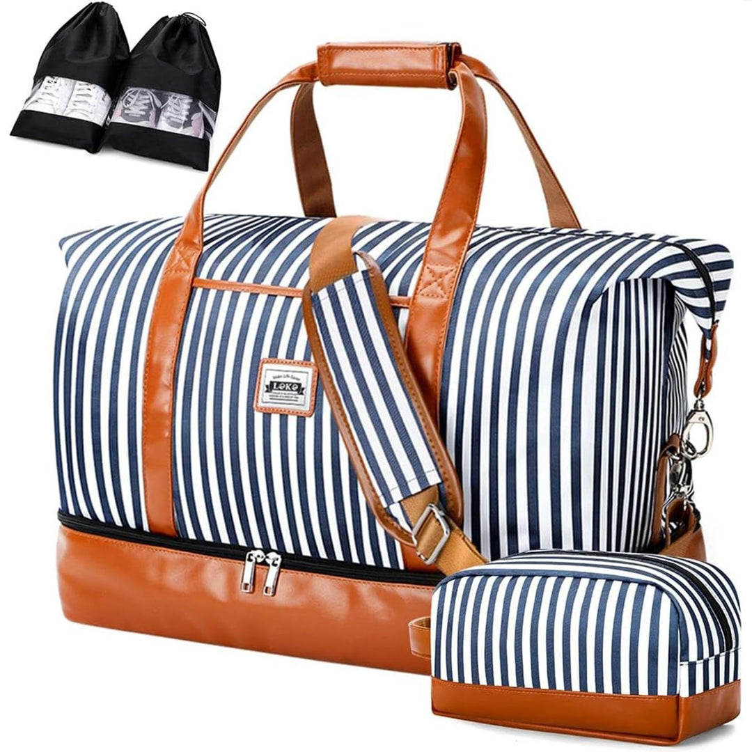 Lekespring Reisetasche Weekender Damen Gross mit Nassfach Schuhfach, 50L Doppellagige Reisetasche Ha