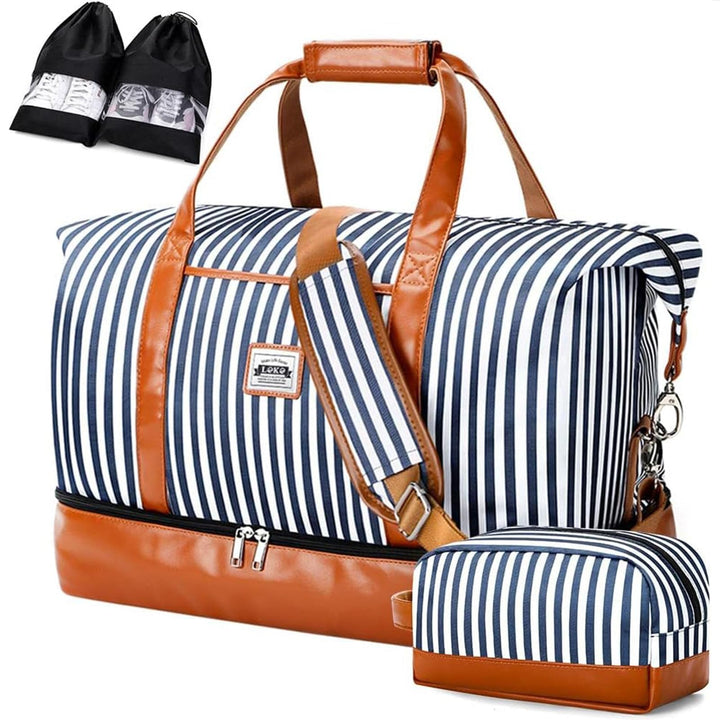 Lekespring Reisetasche Weekender Damen Gross mit Nassfach Schuhfach, 50L Doppellagige Reisetasche Ha