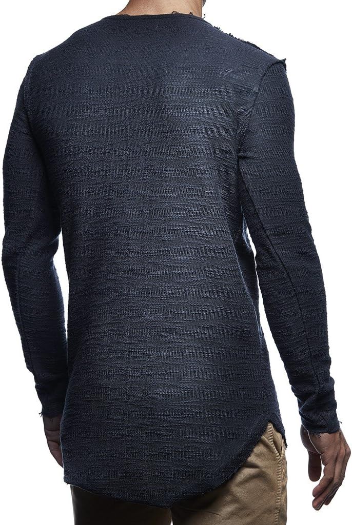 Leif Nelson Herren Pullover Rundhals-Ausschnitt Schwarzer Männer Longsleeve dünner Pulli Sweatshirt