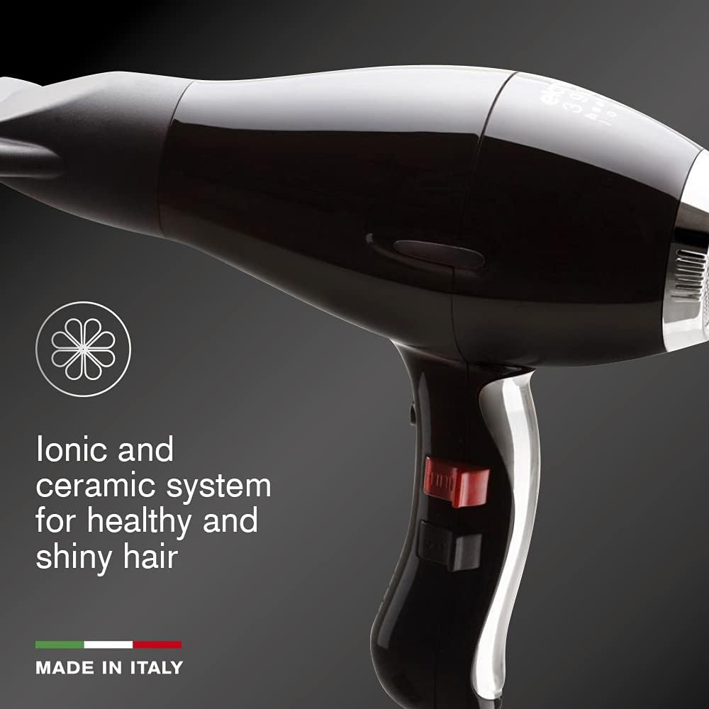 Elchim 3900 Healthy Ionic Black & Silver | Professioneller, leiser, leichter und einfach zu handhabe