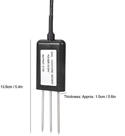 Duokon Bodenfeuchtesensor 0-10V, ABS Hochwertiges 2-In-1 Bodentemperatur Feuchtesensor Messumformer