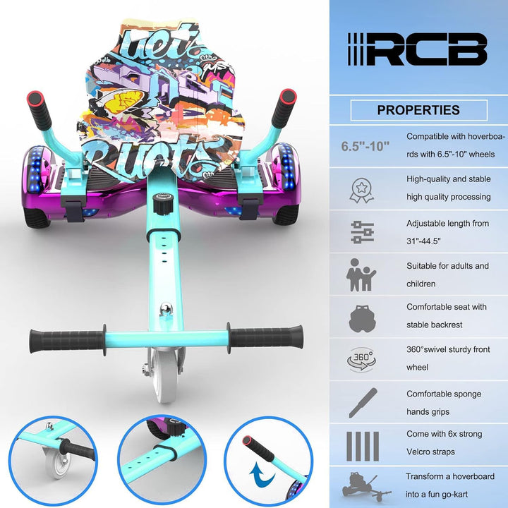 RCB Hoverboard Sitz, Go-Kart Zubehör für Hoverboards, Hoverboard mit Sitz passend für Aller 6.5"-10"
