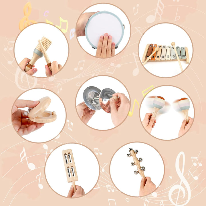 Toddler Musical Instruments, Neutral Colours Montessori Wooden Musical Instruments for Toddlers from
