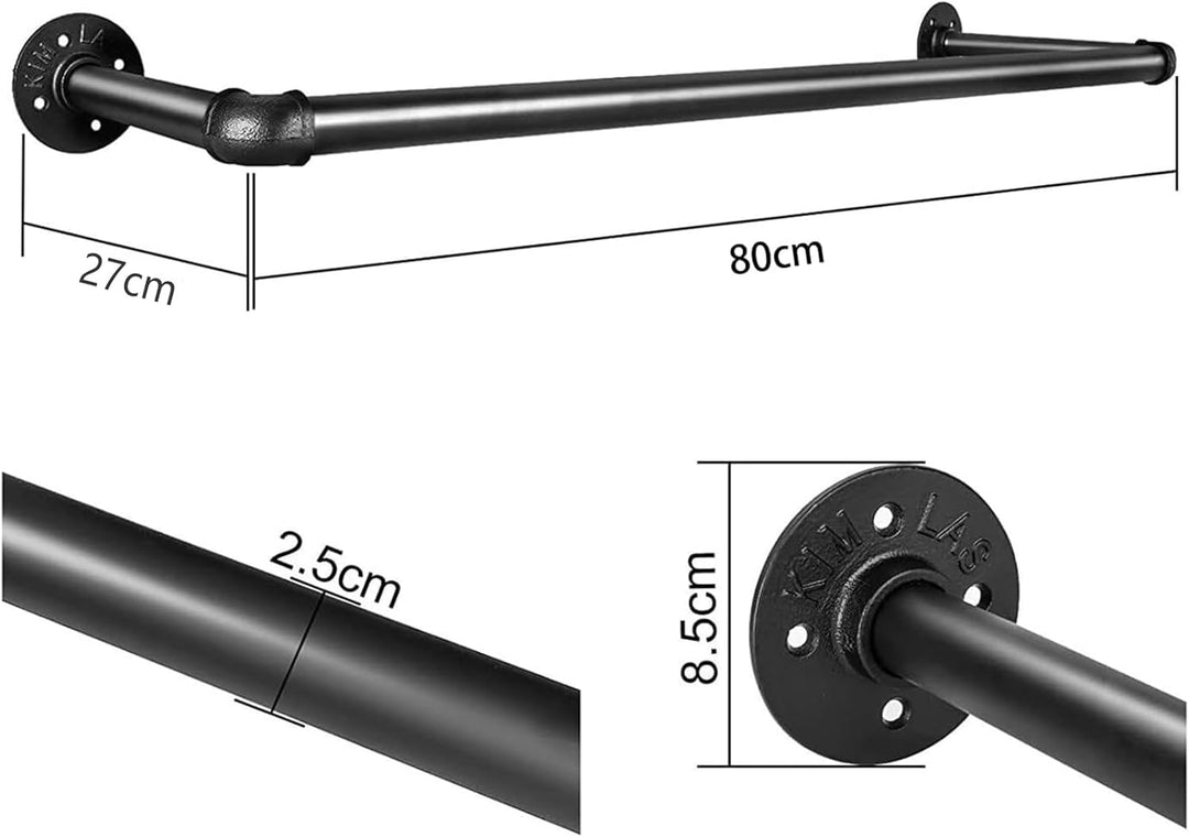 Kleiderständer für die Wand 80cm Rohr Kleidergestell Industrieller Stil Wandhänger Abnehmbare Metall