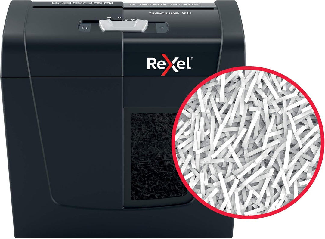 Rexel Aktenvernichter Secure X6, Partikelschnitt, 7-6 Blatt A4 (70-80 g/m²) Kapazität, Sicherheitsst
